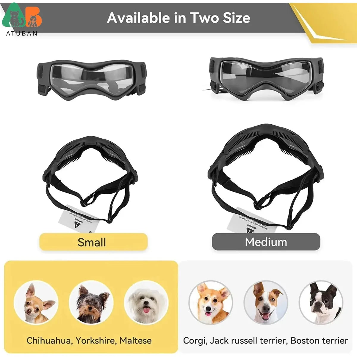 Dog Goggles Small Breed, Dog Sunglasses for Small Breed UV Protection Eyewear for Small Dog Puppy Outdoor Riding Driving