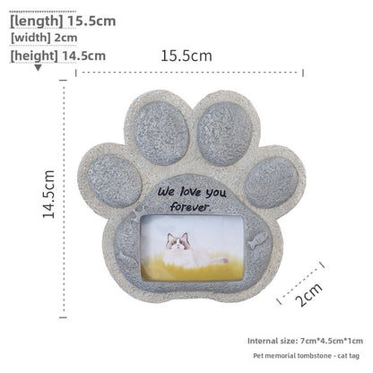 Pet Memorial Resin Tombstone with Paw Print Design
