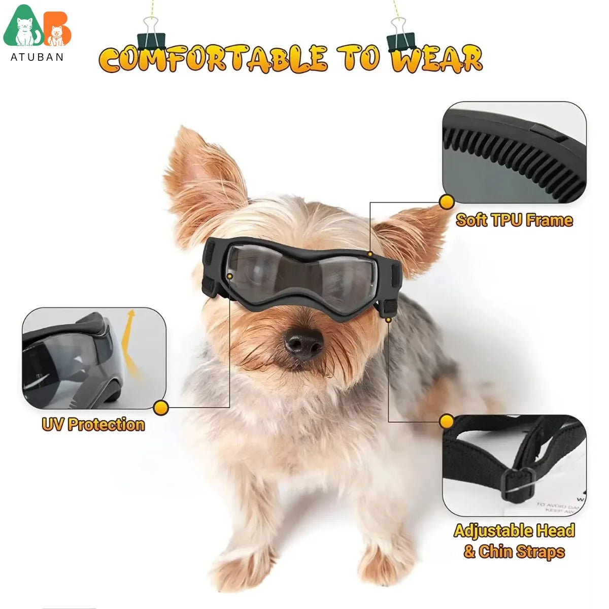 Dog Goggles Small Breed, Dog Sunglasses for Small Breed UV Protection Eyewear for Small Dog Puppy Outdoor Riding Driving