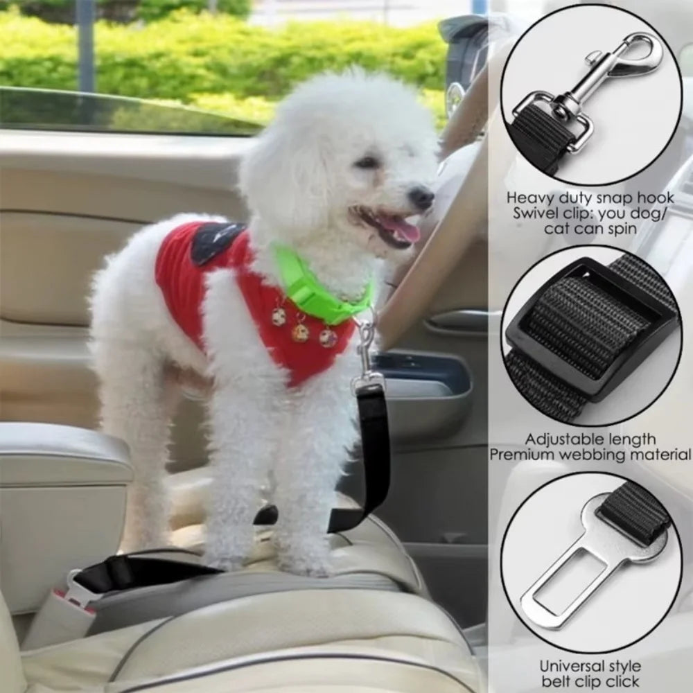 Dog Car Seat Belt Safety Protector Travel Pets Accessories Dog Leash Collar Breakaway Solid Car Harness