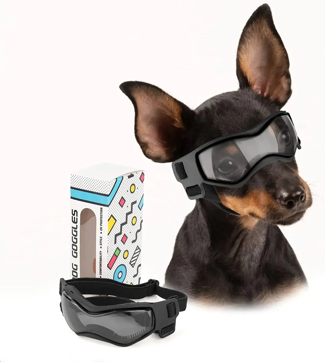 Dog Goggles Small Breed, Dog Sunglasses for Small Breed UV Protection Eyewear for Small Dog Puppy Outdoor Riding Driving