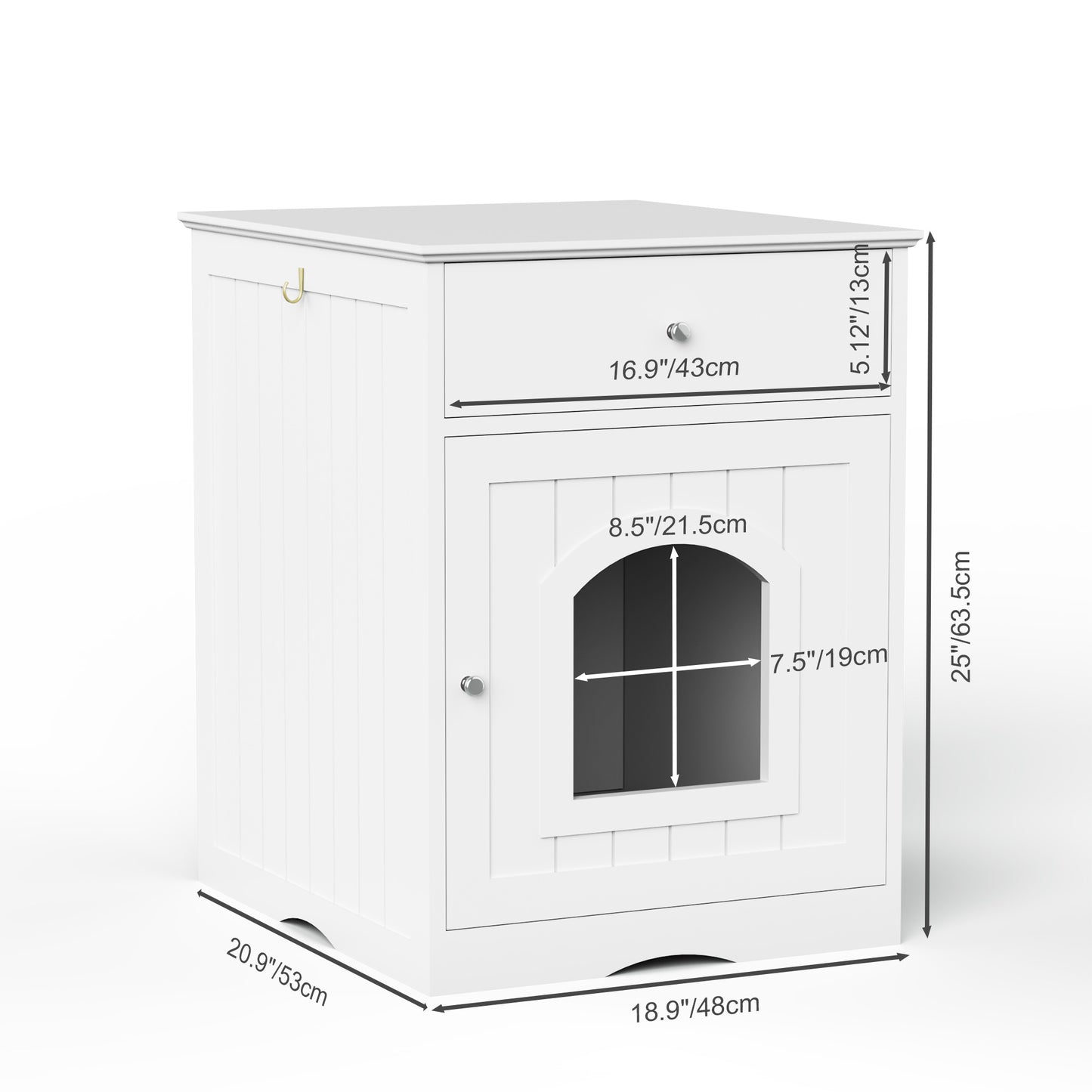 Wooden Pet House Litter Box Fence with Drawers