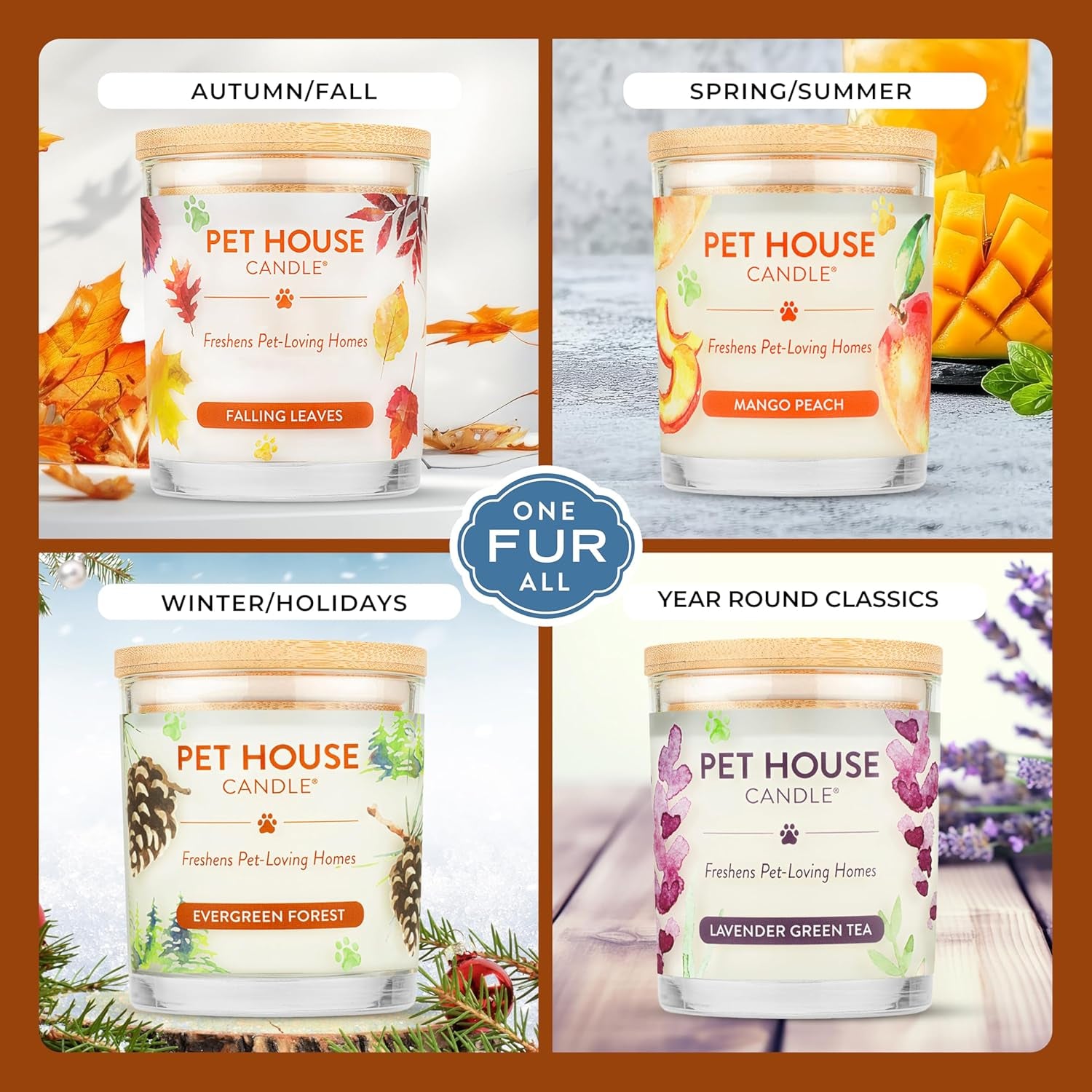 Pet House Fall Candles, Long Lasting, Clean Burning, Soy Wax Scented Candles for Pet Odor, Pumpkin Spice, 2 Pack