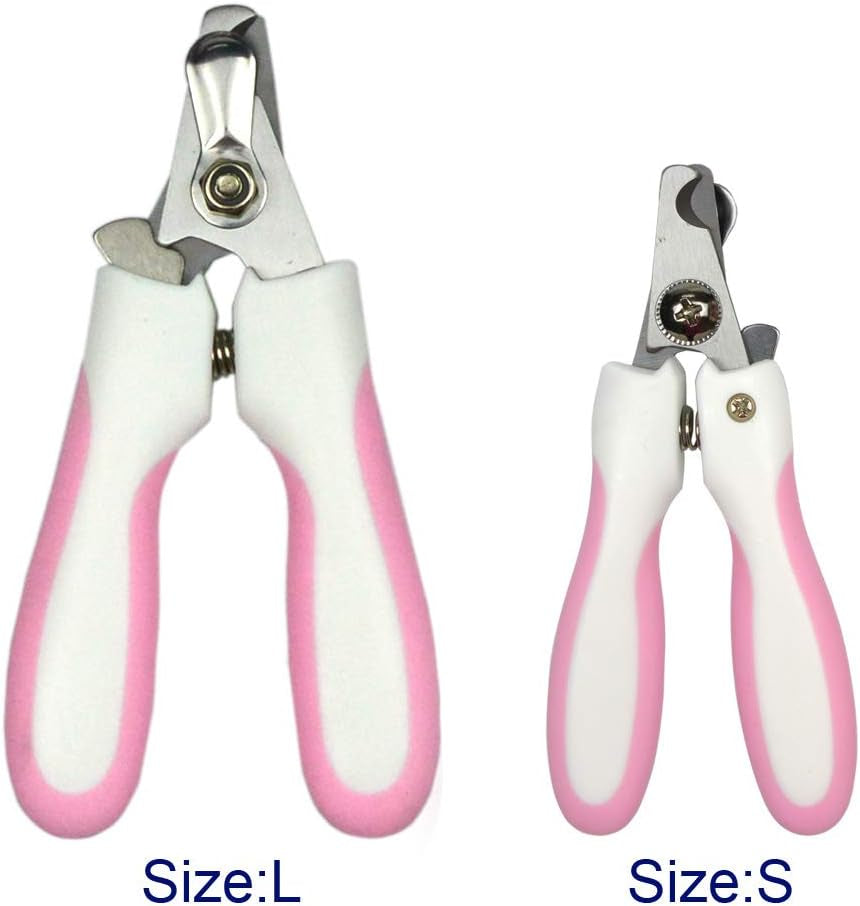Dog Nail Clippers,Dog Nail Trimmer with Safety Guard to Avoid Over,Stainless Steel Razor Sharp Blades,Professional Grooming Tool at Home for Small Breed Dogs Cats Pink