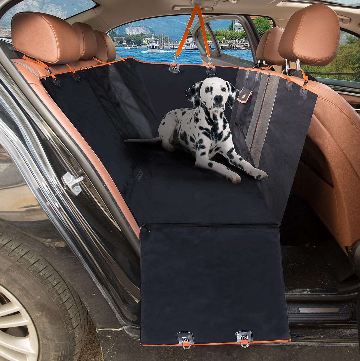 Upgraded 4-In-1 Dog Car Seat Cover Pet Seat Covers for Back Seat, Scratch Proof & Nonslip Backing & Hammock, 900D Heavy Duty Dog Seat Protector for Cars, Trucks and Suvs (Black)