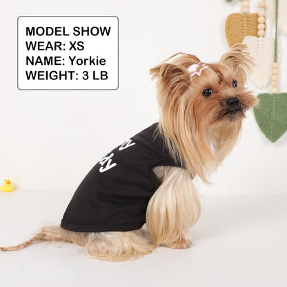 2 Pack Dog T-Shirt Sleeveless Vest for Small Dog, Love Mommy Daddy Chihuahua Yorkie Tank Top Tee Shirt Boy Girl Breathable, Summer Cute Female Male Stretchy Cotton Puppy Pet Cat Clothing, XS, Black