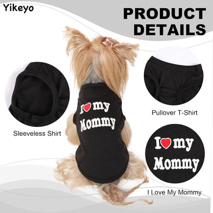 2 Pack Dog T-Shirt Sleeveless Vest for Small Dog, Love Mommy Daddy Chihuahua Yorkie Tank Top Tee Shirt Boy Girl Breathable, Summer Cute Female Male Stretchy Cotton Puppy Pet Cat Clothing, XS, Black