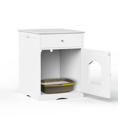 Wooden Pet House Litter Box Fence with Drawers