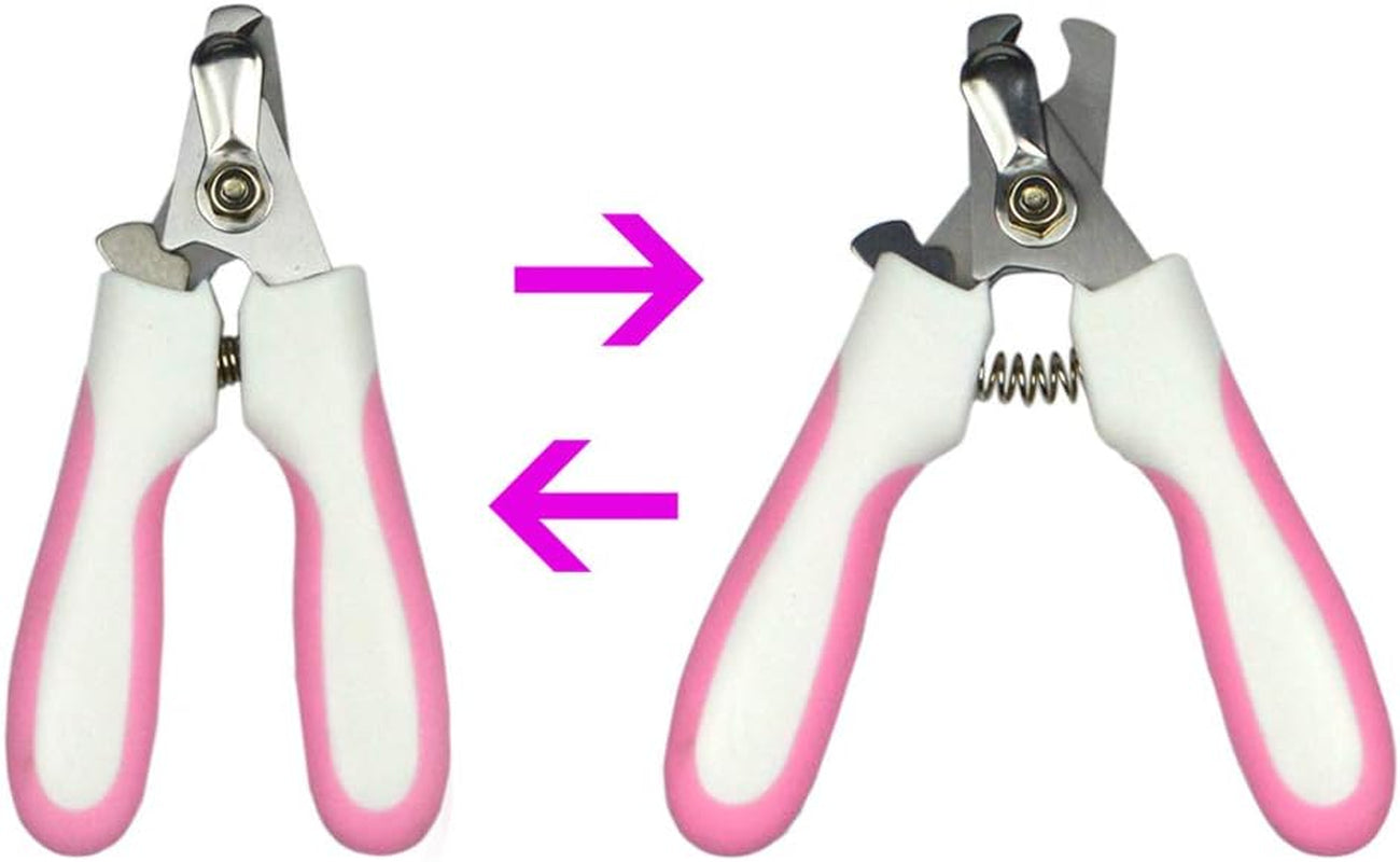 Dog Nail Clippers,Dog Nail Trimmer with Safety Guard to Avoid Over,Stainless Steel Razor Sharp Blades,Professional Grooming Tool at Home for Small Breed Dogs Cats Pink