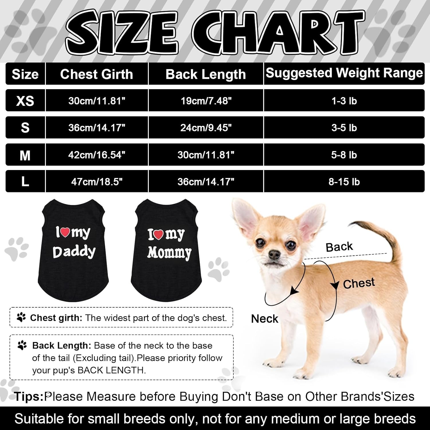 2 Pack Dog T-Shirt Sleeveless Vest for Small Dog, Love Mommy Daddy Chihuahua Yorkie Tank Top Tee Shirt Boy Girl Breathable, Summer Cute Female Male Stretchy Cotton Puppy Pet Cat Clothing, XS, Black