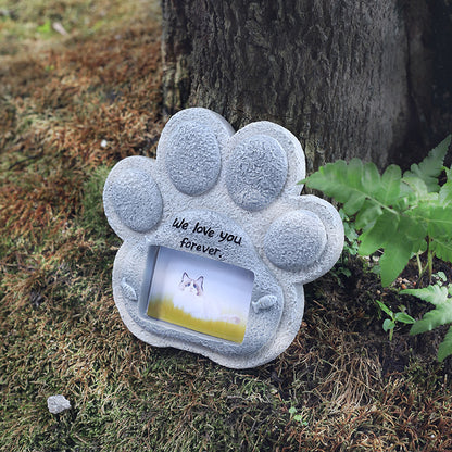 Pet Memorial Resin Tombstone with Paw Print Design