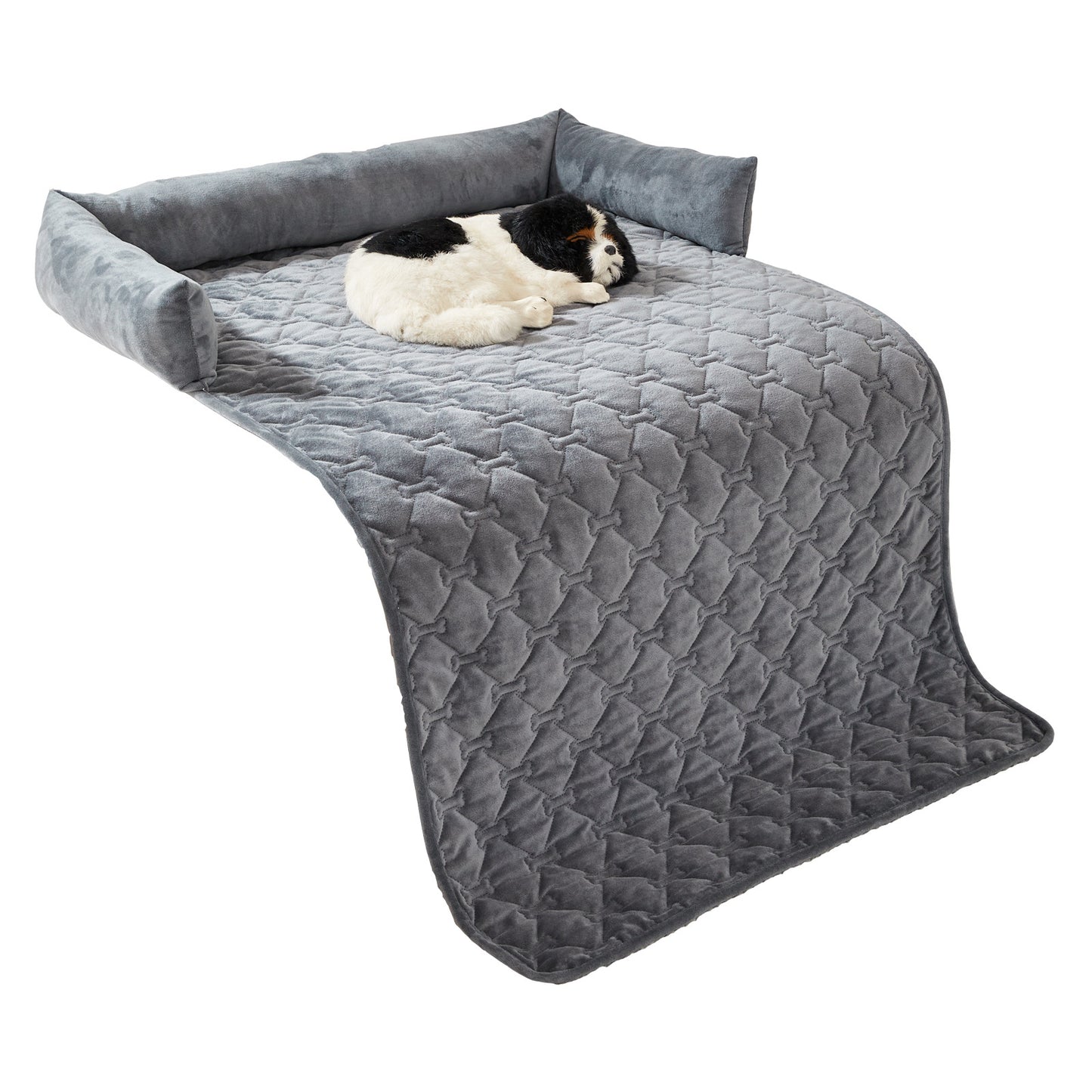 Plush Dog Bone Pet Bed with Pillow