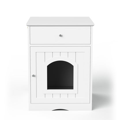Wooden Pet House Litter Box Fence with Drawers