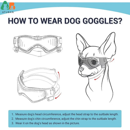 Dog Goggles Small Breed, Dog Sunglasses for Small Breed UV Protection Eyewear for Small Dog Puppy Outdoor Riding Driving