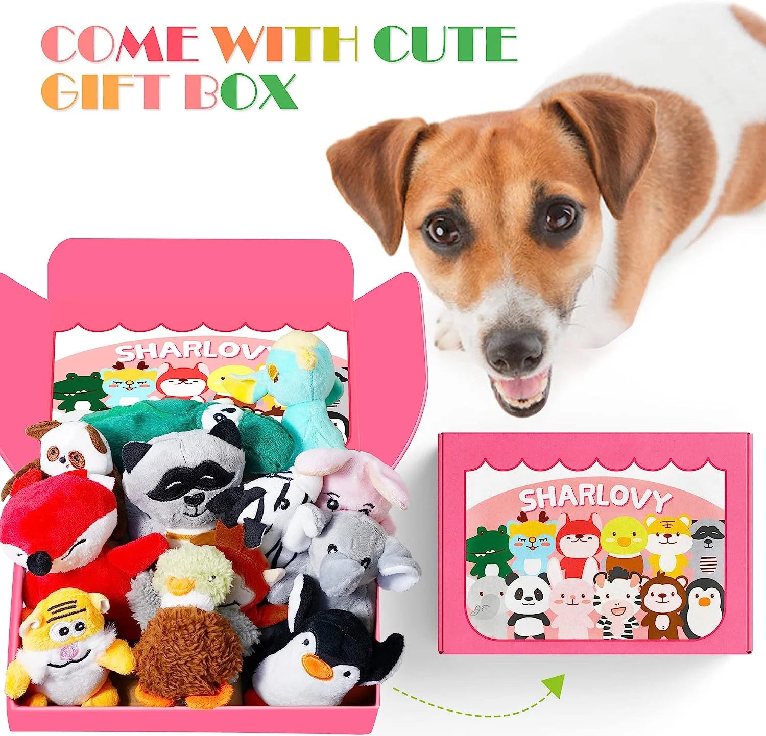Dog Squeaky Toys for Small Dogs,Stuffed Animal Puppy Toys,Cute Puppy Chew Toys for Dog Teething Toys, Pet Toys for Small to Medium Dogs,Soft Dog Toys,Plush Dog Toy Pack 12 in Gift Box