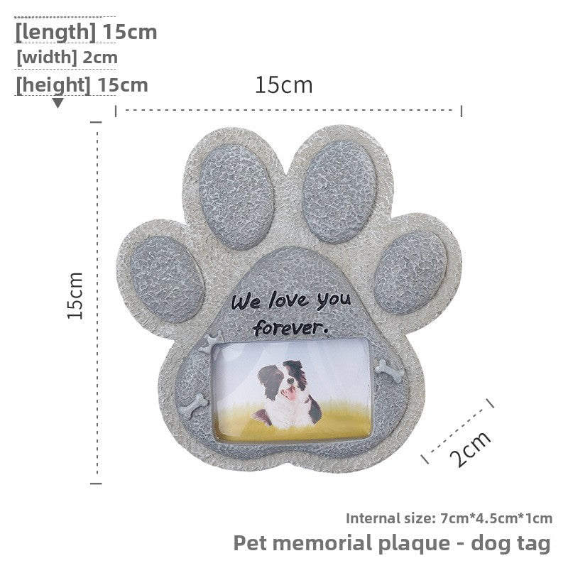 Pet Memorial Resin Tombstone with Paw Print Design