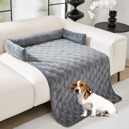 Plush Dog Bone Pet Bed with Pillow