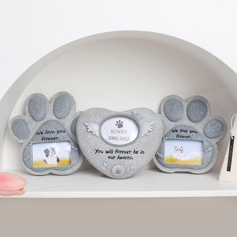 Pet Memorial Resin Tombstone with Paw Print Design