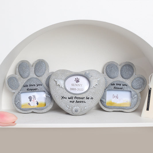 Pet Memorial Resin Tombstone with Paw Print Design