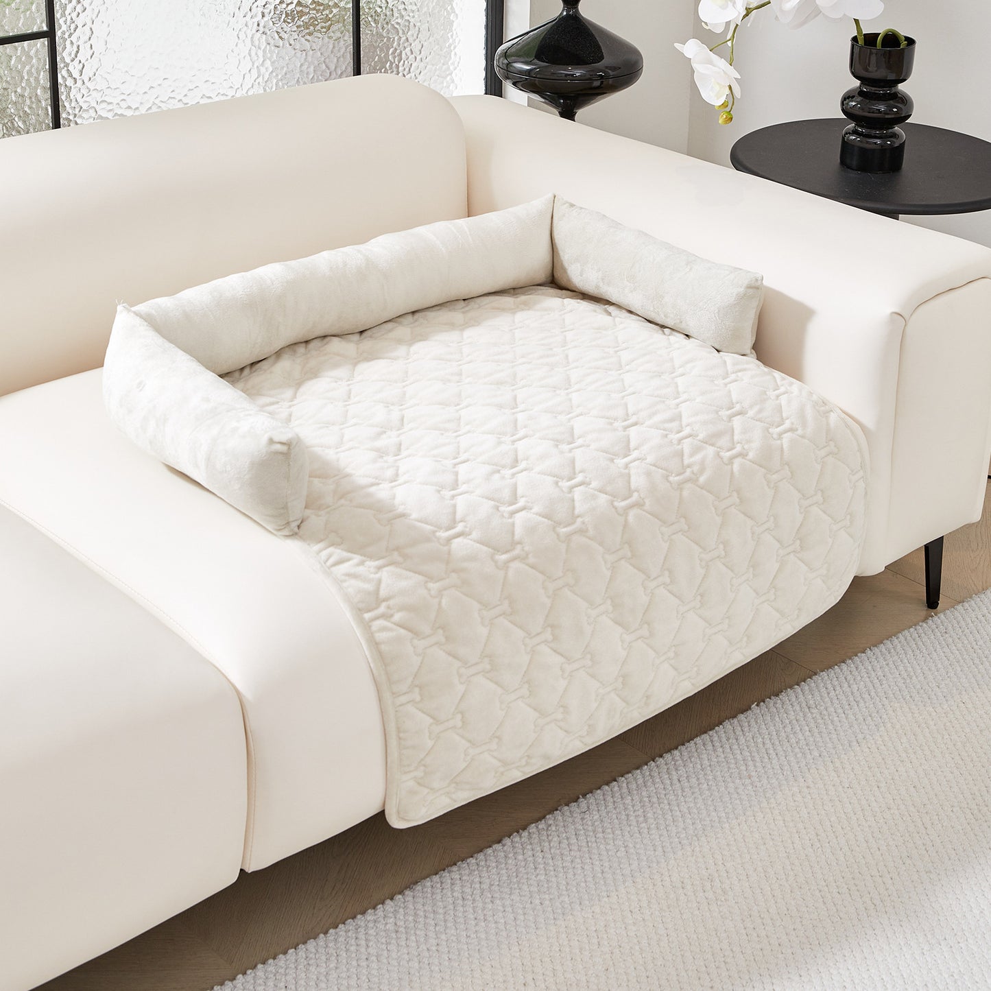 Plush Dog Bone Pet Bed with Pillow