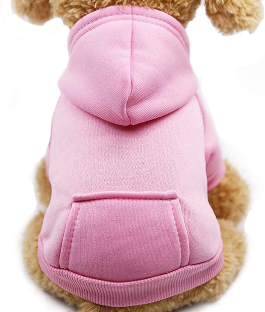 Winter Dog Hoodie Sweatshirts with Pockets Warm Dog Clothes for Small Dogs Chihuahua Coat Clothing Puppy Cat Custume (Pink, X-Small)