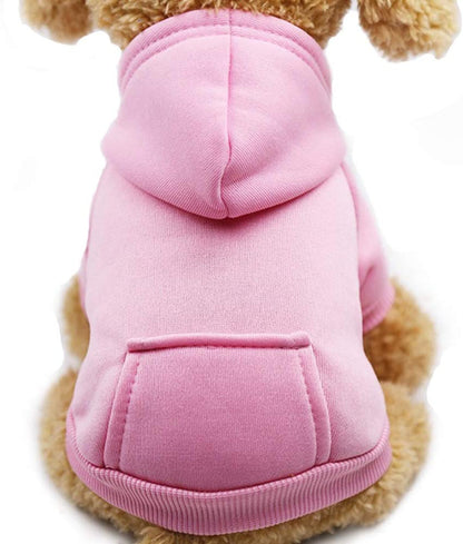Winter Dog Hoodie Sweatshirts with Pockets Warm Dog Clothes for Small Dogs Chihuahua Coat Clothing Puppy Cat Custume (Pink, X-Small)