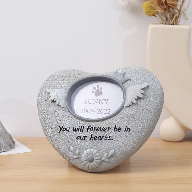 Pet Memorial Resin Tombstone with Paw Print Design