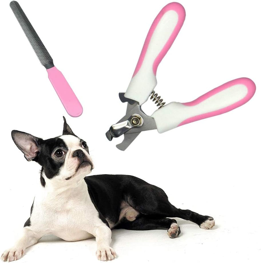 Dog Nail Clippers,Dog Nail Trimmer with Safety Guard to Avoid Over,Stainless Steel Razor Sharp Blades,Professional Grooming Tool at Home for Small Breed Dogs Cats Pink