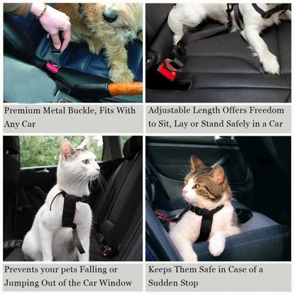 Dog Car Seat Belt Safety Protector Travel Pets Accessories Dog Leash Collar Breakaway Solid Car Harness