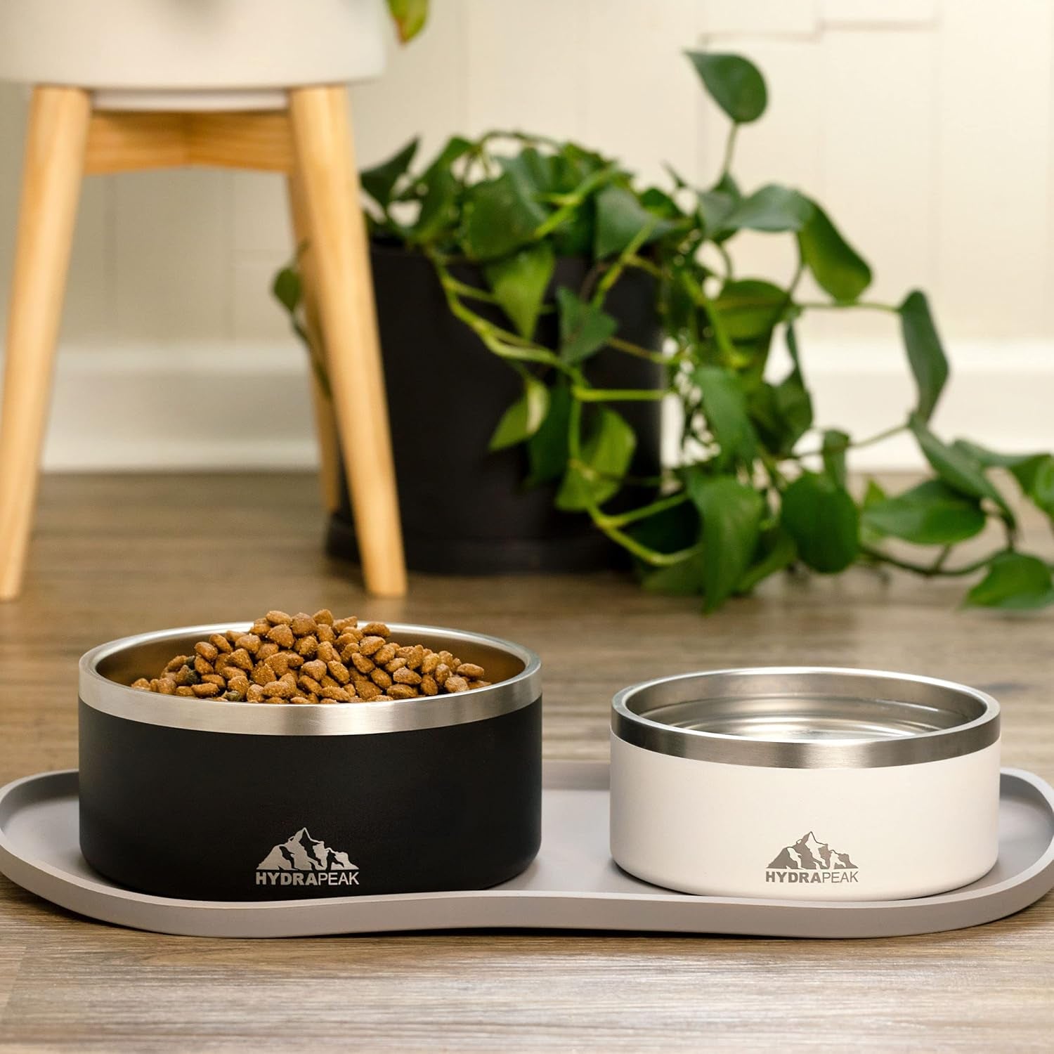 8 Cup Stainless Steel Dog Bowls for Water or Food - Cloud