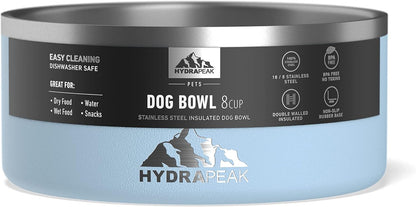 8 Cup Stainless Steel Dog Bowls for Water or Food - Cloud